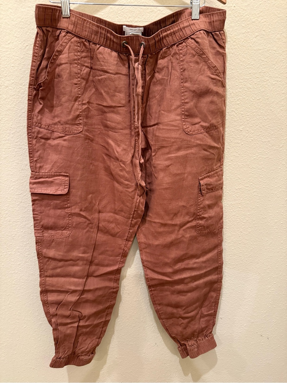 Nicole Miller Rust Drawstring Cargo Joggers